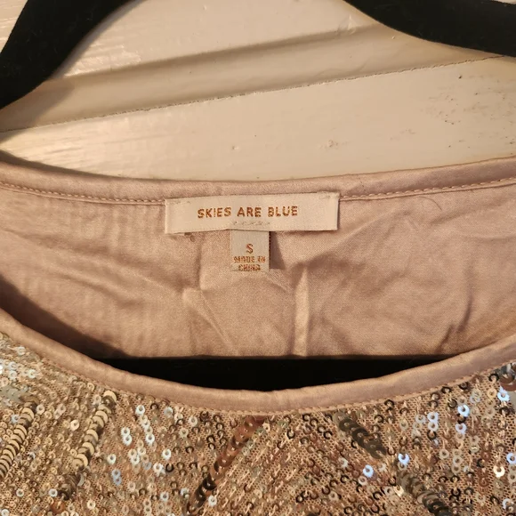 Skies Are Blue Top, Silver Sequined Cropped, Sz Small EUC Party, Cocktail, Club - Picture 5 of 14